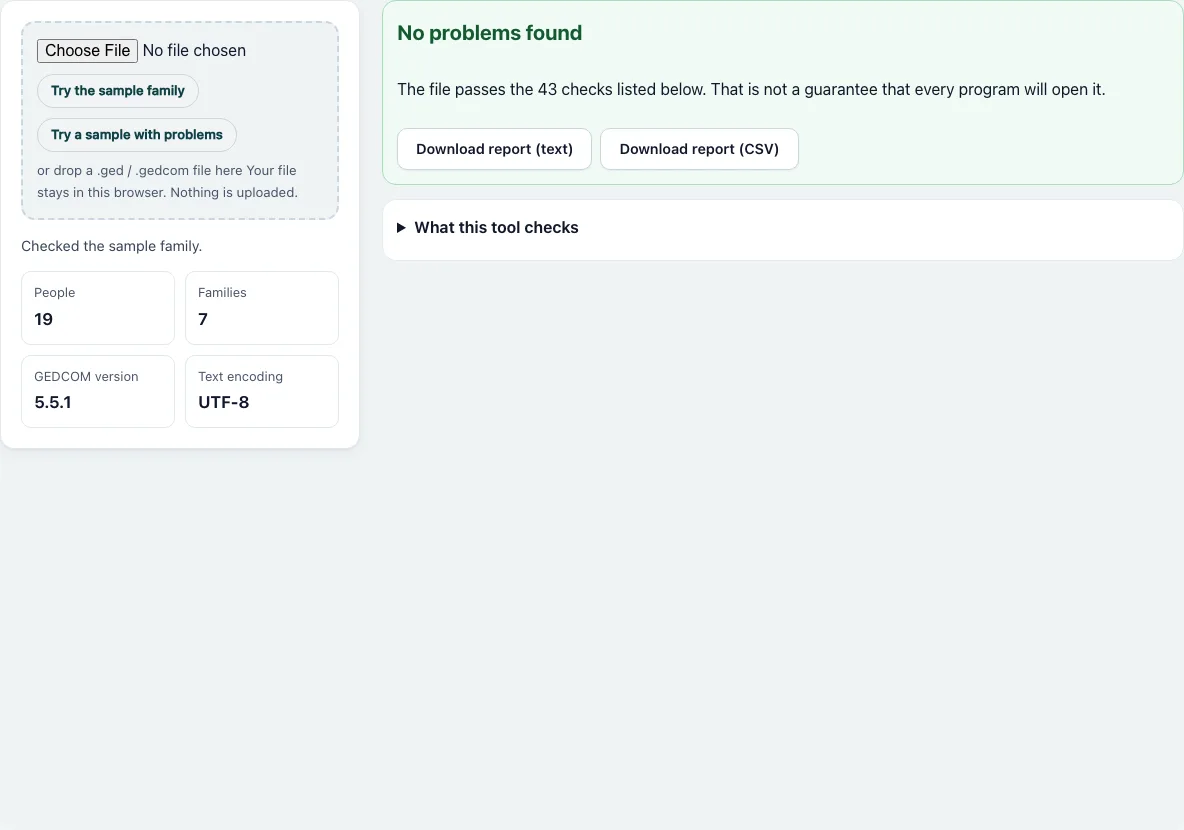 Gedcom validator example